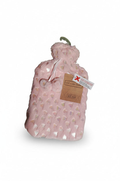 Pinke Wärmflasche mit Herzmuster 2000 ml